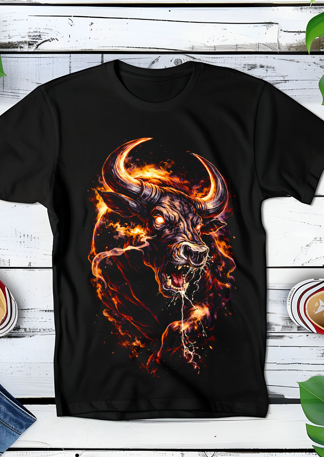 Zwarte t-shirt halftone  Stier AS108