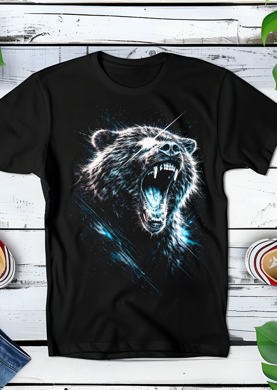 T-shirt noir à motif loutre AS012