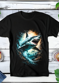 T-shirt noir à motif requin AS013