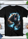 T-shirt noir à motif ours grizzly en demi-teintes AS014