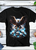 T-shirt noir à motif demi-teinte Aigle et crânes AS015