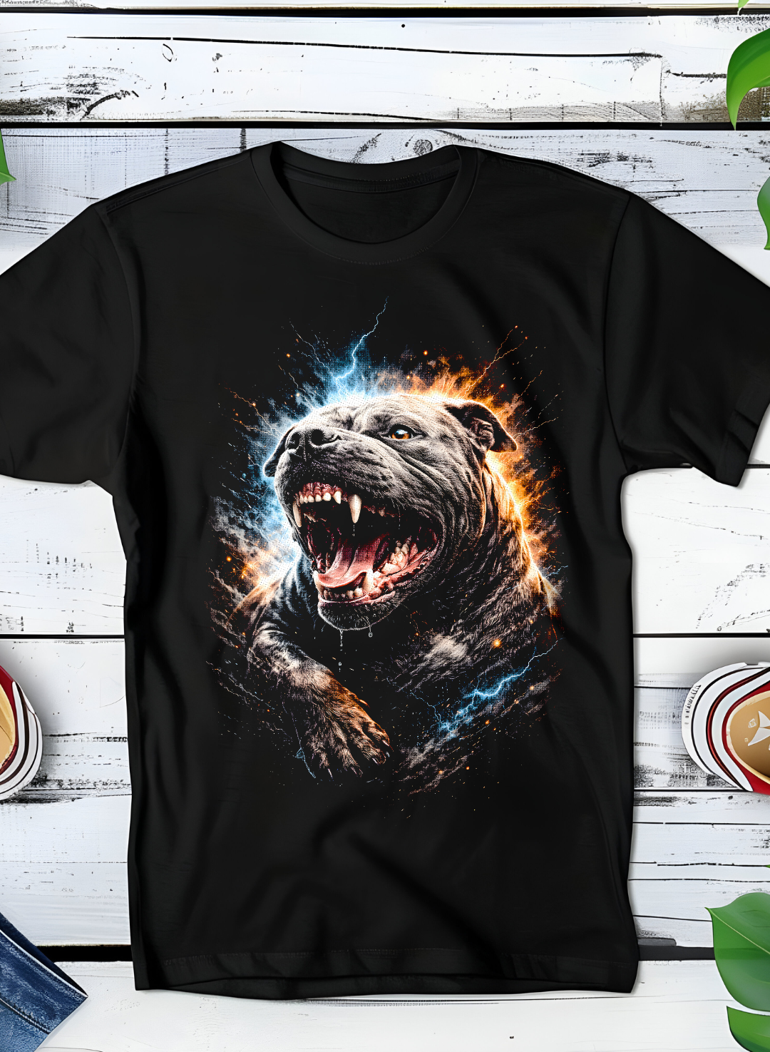 T-shirt noir Pitbull en demi-teintes AS002