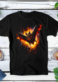 T-shirt noir à motif chauve-souris volante AS022