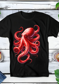 T-shirt noir à motif Poulpe AS026