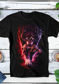 T-shirt noir à motif loup et lapin AS029