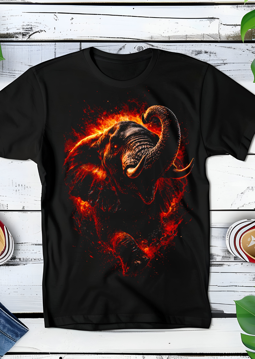 Zwarte t-shirt halftone Olifant AS031