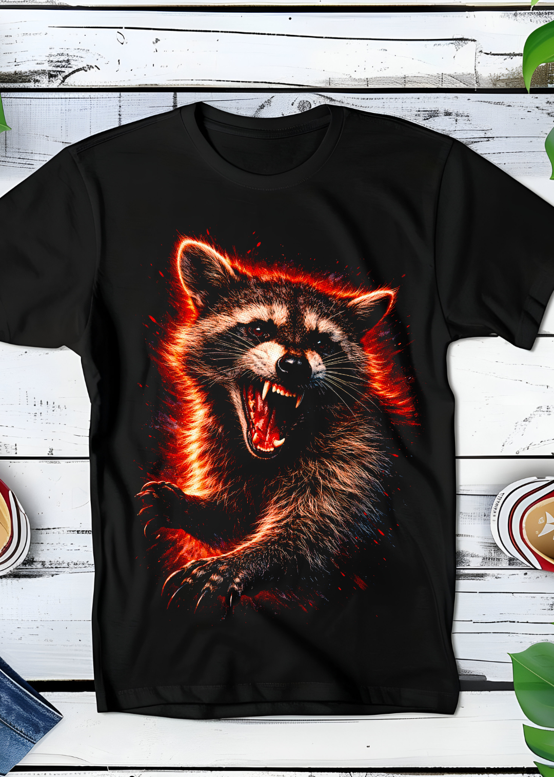Zwarte t-shirt halftone Wasbeer AS032