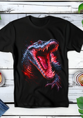 T-shirt noir à motif crocodile en demi-teintes AS033