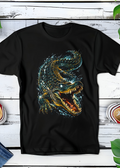 T-shirt noir à motif crocodile en demi-teintes AS036