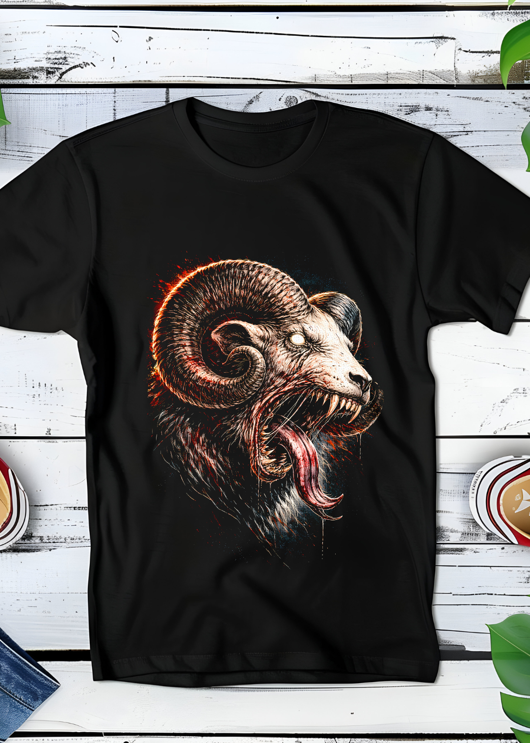 Zwarte t-shirt halftone Ram AS038