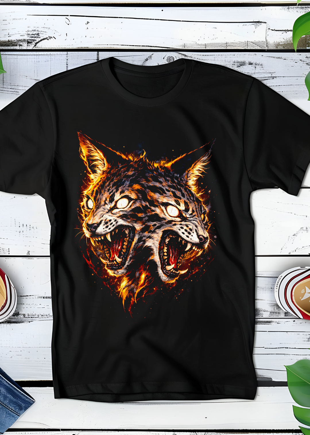 Zwarte t-shirt halftone Agressieve Lynx S039