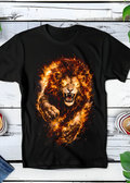 T-shirt noir à motif Lion AS056
