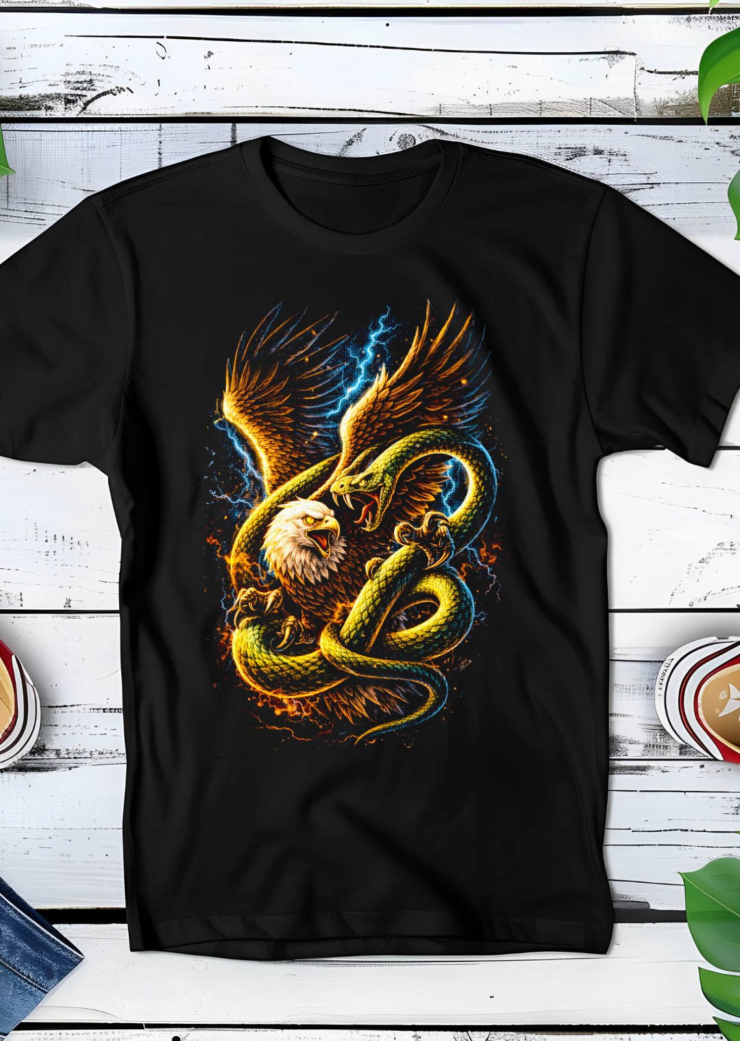 Zwarte t-shirt halftone  Slang met Arend AS059