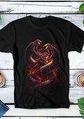 T-shirt noir à motif demi-teintes, combats de serpents AS006
