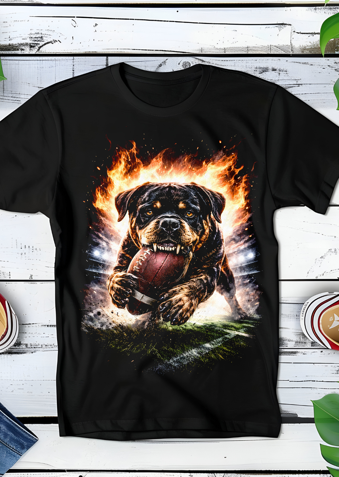 Zwarte t-shirt halftone  Rottweiler Rugby AS063
