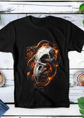 T-shirt noir à motif serpent et crâne de vautour AS007