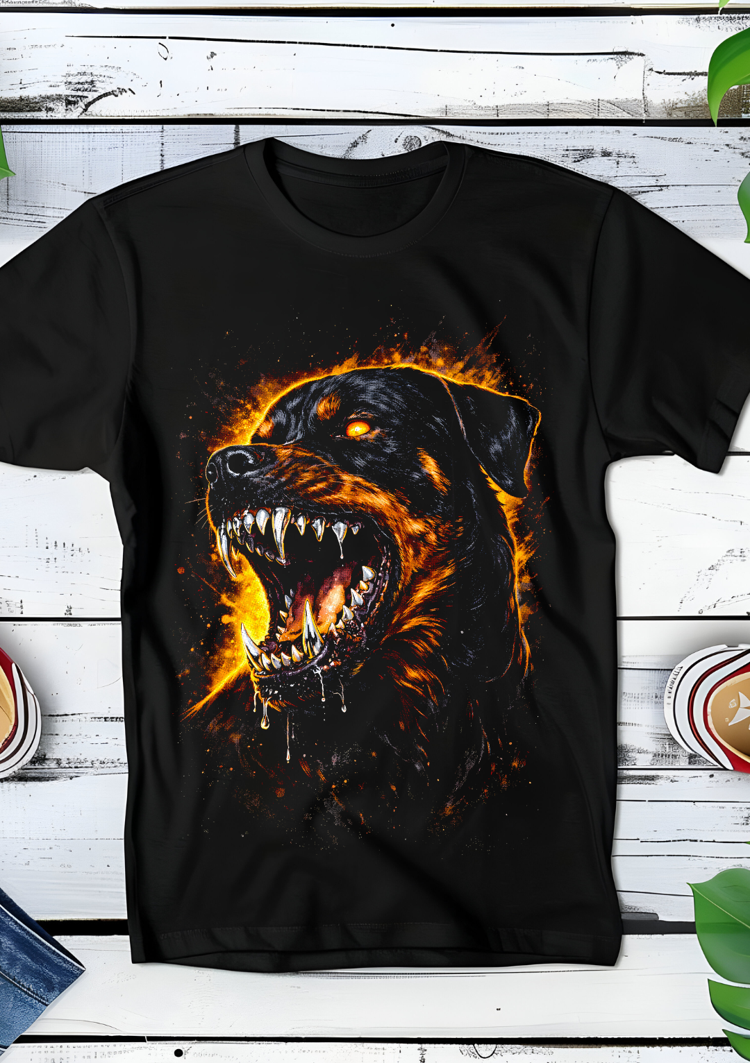 Zwarte t-shirt halftone  Rottweiler AS083