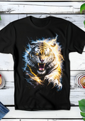 T-shirt noir à motif demi-teinte Tigre de Sibérie AS084