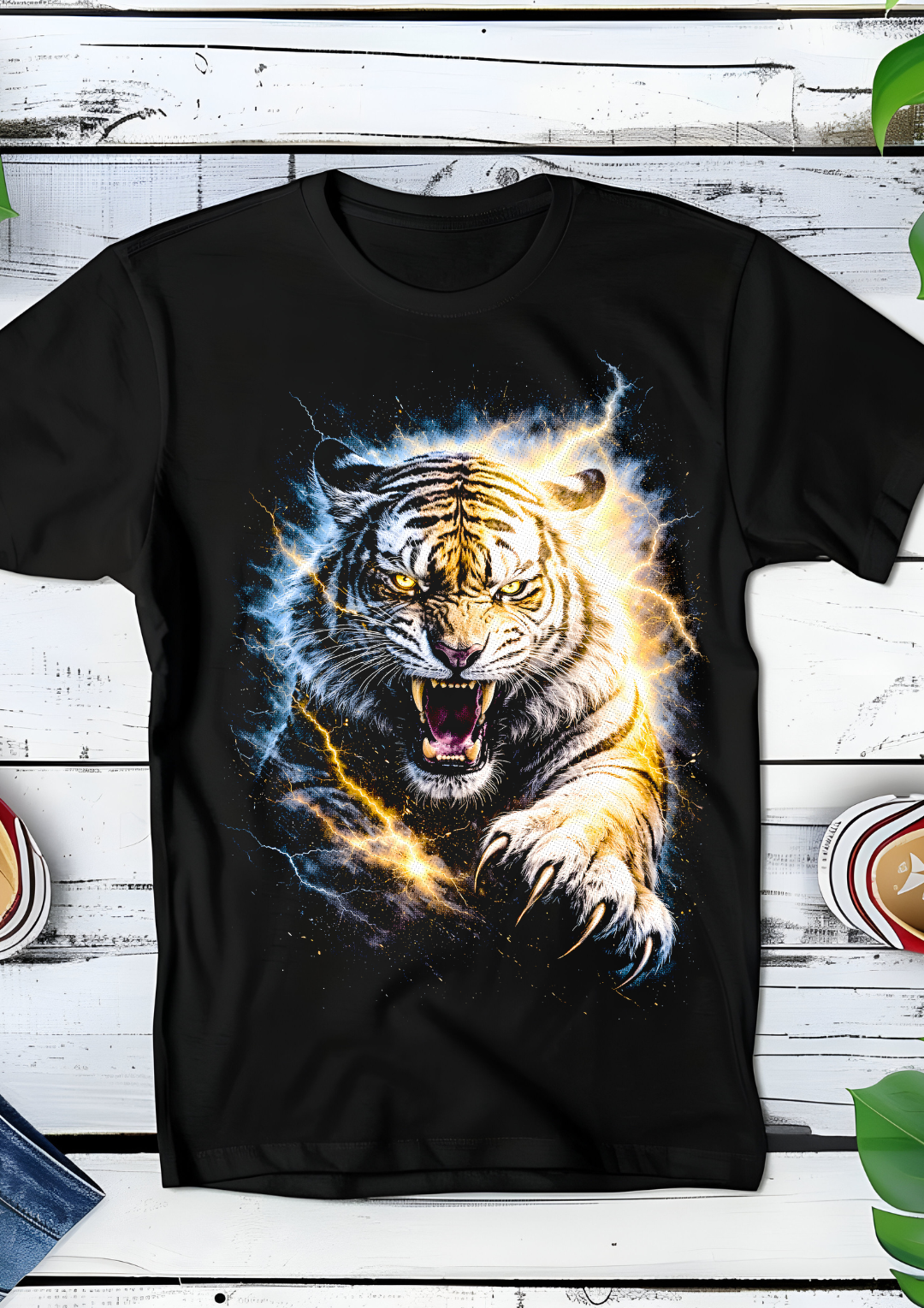 Zwarte t-shirt halftone  Siberische Tijger AS084