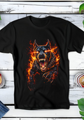 T-shirt noir à motif demi-teintes Doberman agressif AS009