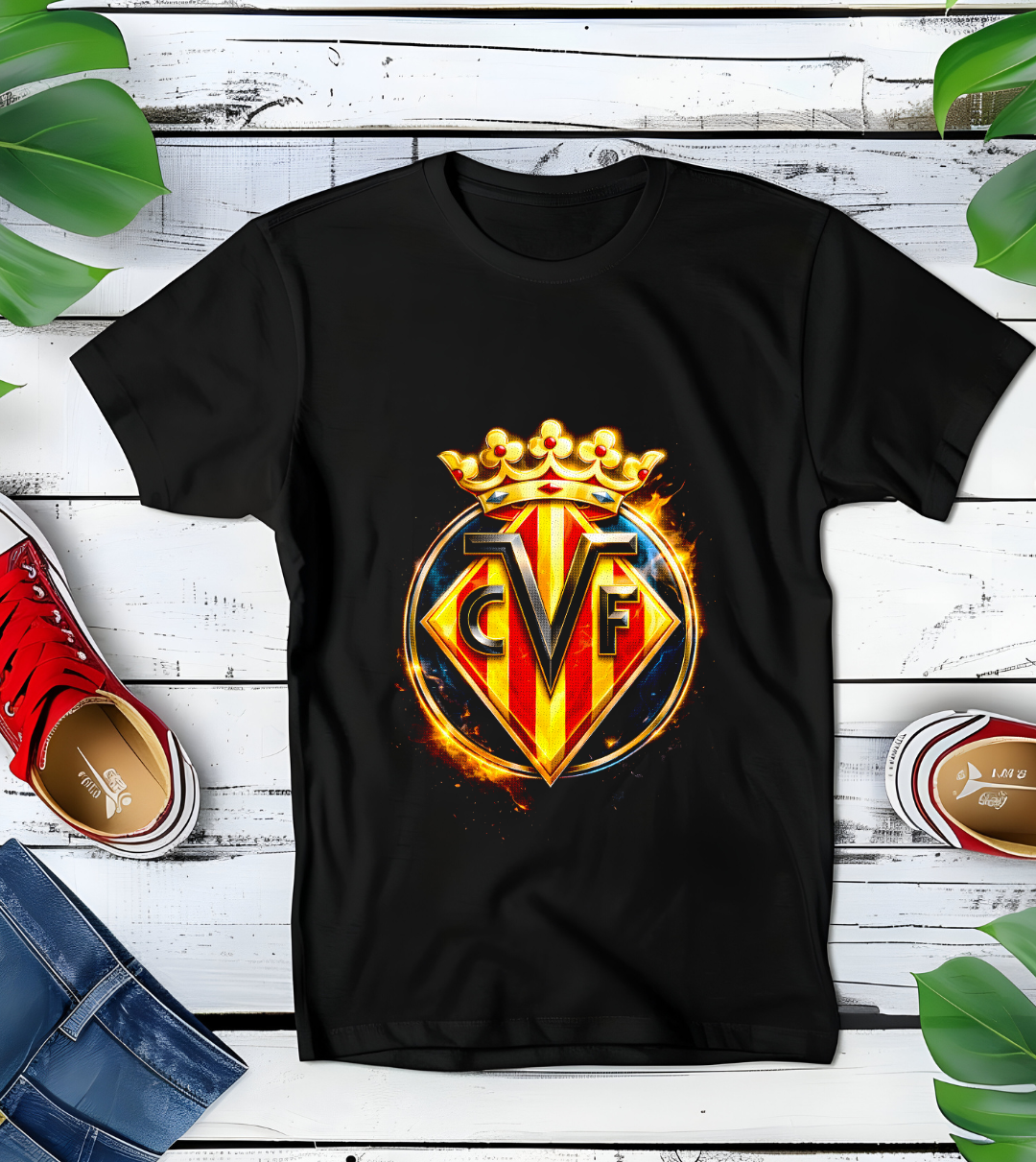 Zwarte t-shirt halftone  VILLAREAL
