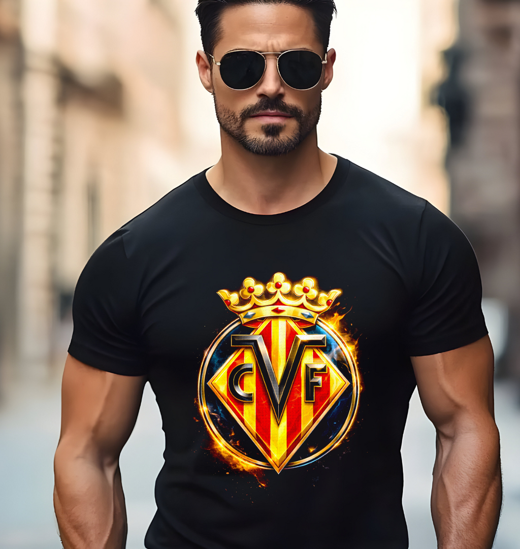 Zwarte t-shirt halftone  VILLAREAL